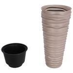 Casa si Gradina - Gradinarit si plante - Plante si ghivece - Ghivece si suporturi - Jardiniera cu interior detasabil, mocha, 18/45 L, PP canelat - Infinity.ro