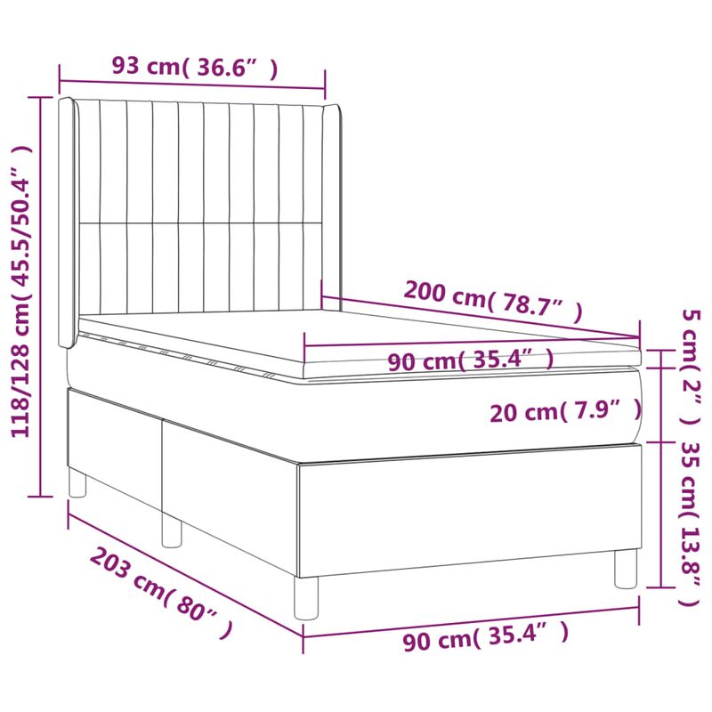 Casa si Gradina - Mobilier - Paturi si accesorii - Paturi - Pat box spring cu saltea, albastru, 90x200 cm, textil - Infinity.ro