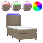 Casa si Gradina - Mobilier - Paturi si accesorii - Paturi - Pat cu arcuri, saltea si LED, gri taupe, 90x190 cm, textil - Infinity.ro