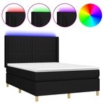 Casa si Gradina - Mobilier - Paturi si accesorii - Paturi - Pat cu arcuri, saltea si LED, negru, 140x190 cm, textil - Infinity.ro
