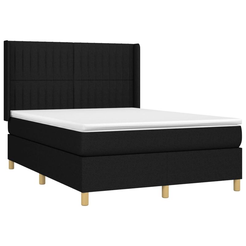 Casa si Gradina - Mobilier - Paturi si accesorii - Paturi - Pat cu arcuri, saltea si LED, negru, 140x190 cm, textil - Infinity.ro