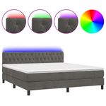 Casa si Gradina - Mobilier - Paturi si accesorii - Paturi - Pat cu arcuri, saltea si LED, gri inchis, 180x200 cm, catifea - Infinity.ro