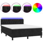 Casa si Gradina - Mobilier - Paturi si accesorii - Paturi - Pat cu arcuri, saltea si LED, negru, 140x200 cm, catifea - Infinity.ro