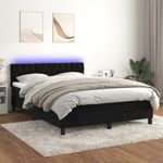 Casa si Gradina - Mobilier - Paturi si accesorii - Paturi - Pat cu arcuri, saltea si LED, negru, 140x200 cm, catifea - Infinity.ro