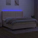 Casa si Gradina - Mobilier - Paturi si accesorii - Paturi - Pat cu arcuri, saltea si LED, crem, 200x200 cm, textil - Infinity.ro