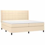 Casa si Gradina - Mobilier - Paturi si accesorii - Paturi - Pat cu arcuri, saltea si LED, crem, 200x200 cm, textil - Infinity.ro