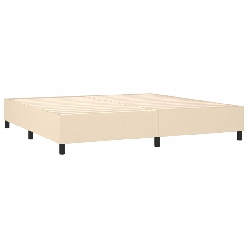 Casa si Gradina - Mobilier - Paturi si accesorii - Paturi - Pat cu arcuri, saltea si LED, crem, 200x200 cm, textil - Infinity.ro