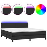 Casa si Gradina - Mobilier - Paturi si accesorii - Paturi - Pat cu arcuri, saltea si LED, negru, 160x200cm, piele ecologica - Infinity.ro