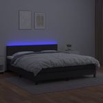 Casa si Gradina - Mobilier - Paturi si accesorii - Paturi - Pat cu arcuri, saltea si LED, negru, 160x200cm, piele ecologica - Infinity.ro