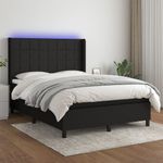 Casa si Gradina - Mobilier - Paturi si accesorii - Paturi - Pat cu arcuri, saltea si LED, negru, 140x200 cm, textil - Infinity.ro
