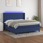 Casa si Gradina - Mobilier - Paturi si accesorii - Paturi - Pat cu arcuri, saltea si LED, albastru, 160x200 cm, textil - Infinity.ro
