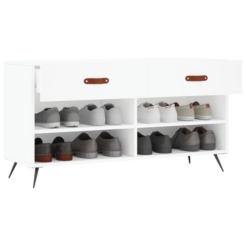 Casa si Gradina - Mobilier - Organizare si depozitare - Organizator incaltaminte - Banca de pantofi, alb, 102x35x55 cm, lemn prelucrat - Infinity.ro