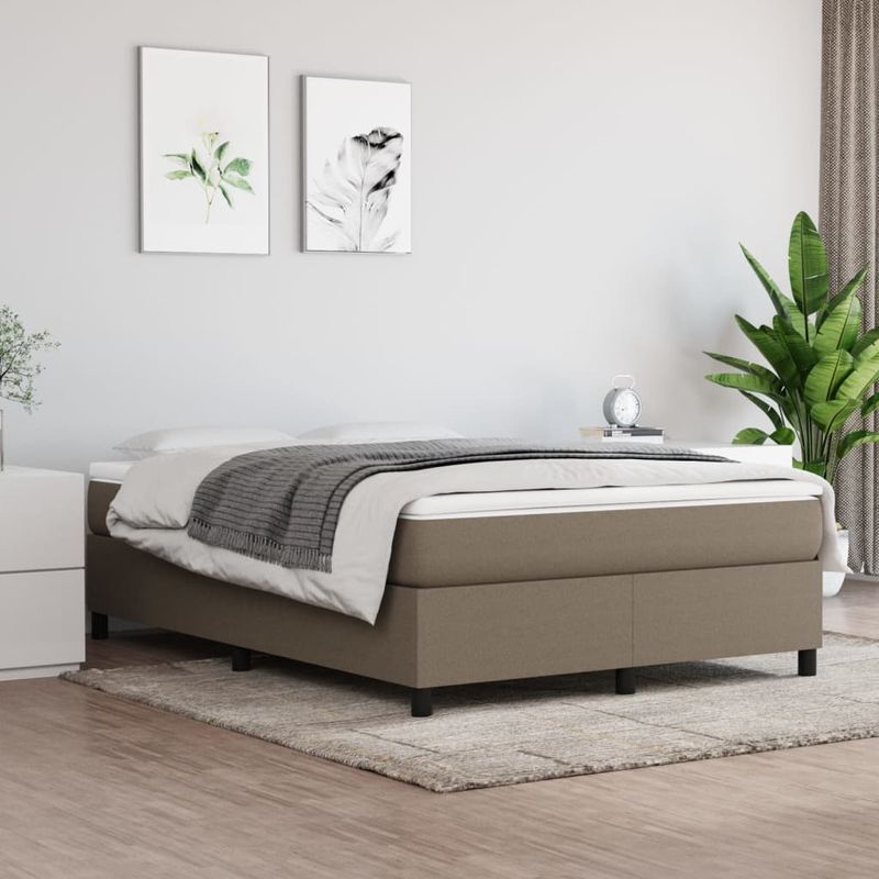 Casa si Gradina - Mobilier - Paturi si accesorii - Paturi - Cadru de pat box spring, gri taupe, 140x190 cm, textil - Infinity.ro