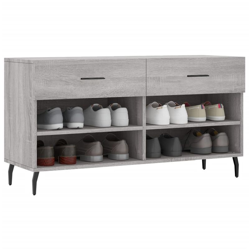 Casa si Gradina - Mobilier - Organizare si depozitare - Organizator incaltaminte - Banca de pantofi, gri sonoma, 102x35x55 cm, lemn prelucrat - Infinity.ro