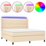 Casa si Gradina - Mobilier - Paturi si accesorii - Paturi - Pat cu arcuri, saltea si LED, crem, 160x200 cm, textil - Infinity.ro