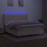 Casa si Gradina - Mobilier - Paturi si accesorii - Paturi - Pat cu arcuri, saltea si LED, crem, 160x200 cm, textil - Infinity.ro