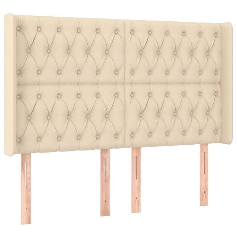 Casa si Gradina - Mobilier - Paturi si accesorii - Paturi - Pat cu arcuri, saltea si LED, crem, 160x200 cm, textil - Infinity.ro
