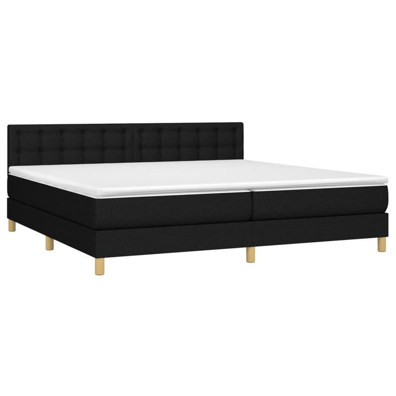 Casa si Gradina - Mobilier - Paturi si accesorii - Paturi - Pat box spring cu saltea, negru, 200x200 cm, textil - Infinity.ro