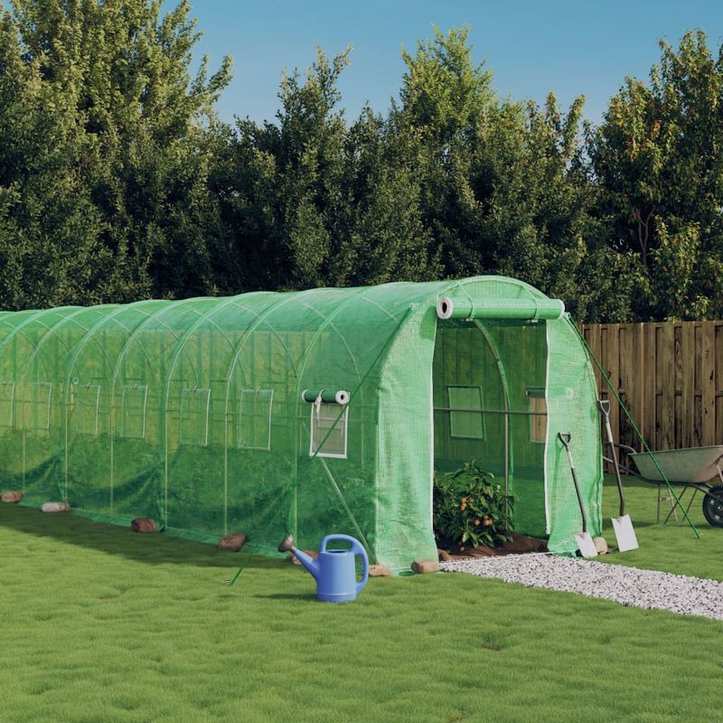 Casa si Gradina - Gradinarit si plante - Sere si solarii - Sera cu cadru din otel, verde, 48 m², 24x2x2 m - Infinity.ro