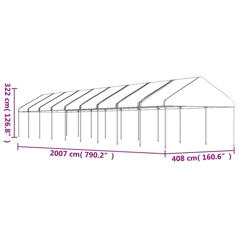 Casa si Gradina - Gradina si terasa - Umbrele si pavilioane - Pavilioane - Foisor cu acoperis, alb, 20,07x4,08x3,22 m, polietilena - Infinity.ro