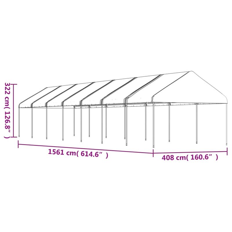 Casa si Gradina - Gradina si terasa - Umbrele si pavilioane - Pavilioane - Foisor cu acoperis, alb, 15,61x4,08x3,22 m, polietilena - Infinity.ro