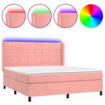 Casa si Gradina - Mobilier - Paturi si accesorii - Paturi - Pat continental cu saltea & LED, roz, 120x200 cm, catifea - Infinity.ro