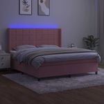 Casa si Gradina - Mobilier - Paturi si accesorii - Paturi - Pat continental cu saltea & LED, roz, 120x200 cm, catifea - Infinity.ro