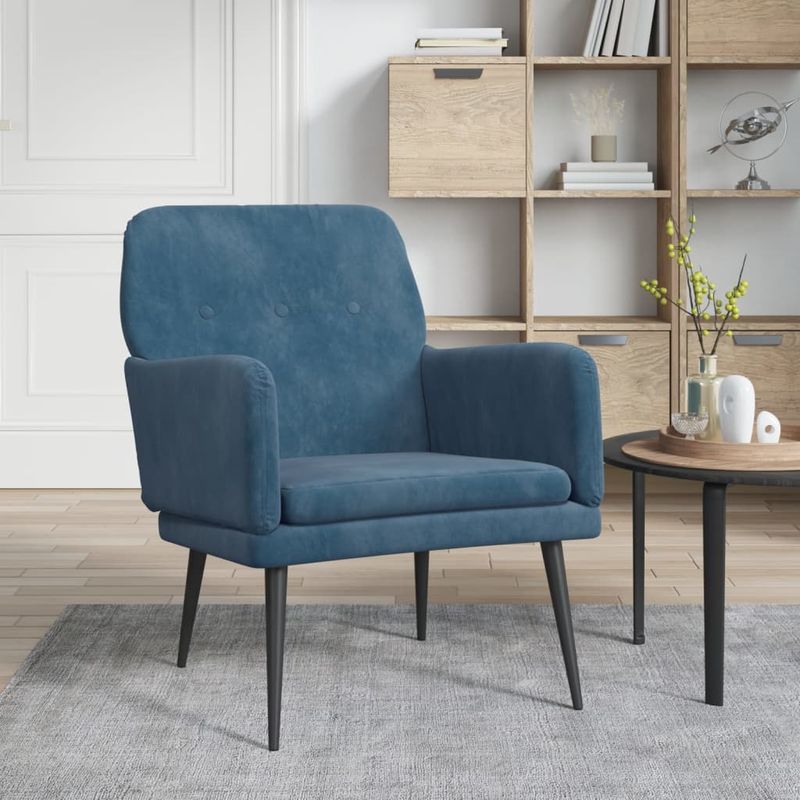 Casa si Gradina - Mobilier - Scaune si fotolii - Fotolii - Fotoliu, albastru, 62x79x79 cm, catifea - Infinity.ro