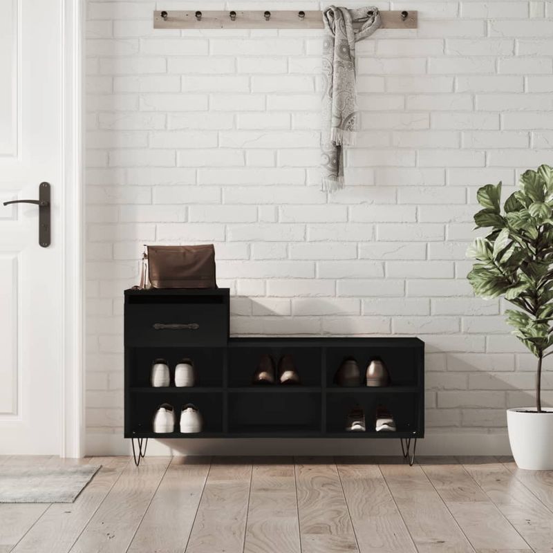 Casa si Gradina - Mobilier - Organizare si depozitare - Organizator incaltaminte - Pantofar, negru, 102x36x60 cm, lemn compozit - Infinity.ro