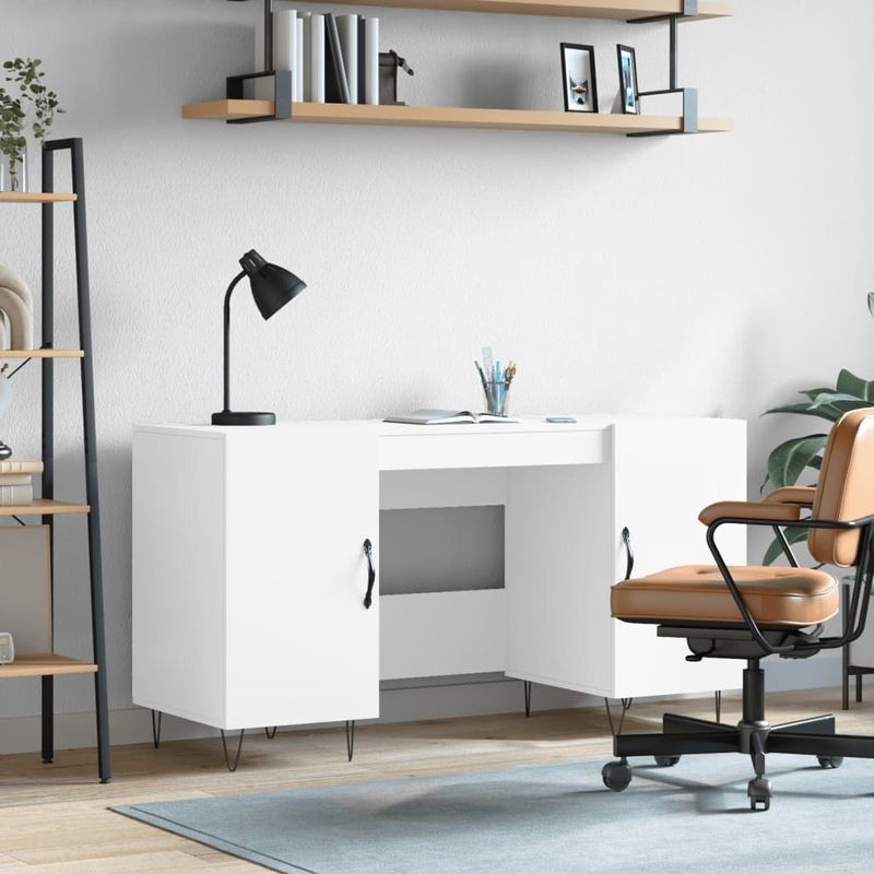 Casa si Gradina - Mobilier - Mese si birouri - Birouri - Birou, alb, 140x50x75 cm, lemn compozit - Infinity.ro