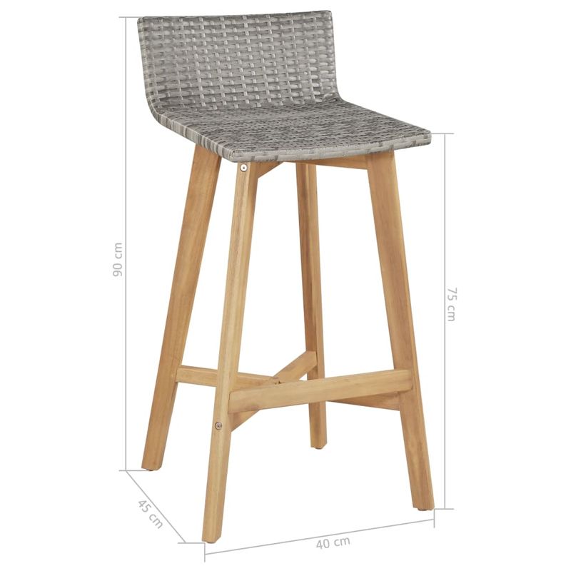 Casa si Gradina - Gradina si terasa - Mobilier exterior - Scaune si sezlonguri gradina - Scaune de bar, 2 buc., lemn masiv de acacia - Infinity.ro