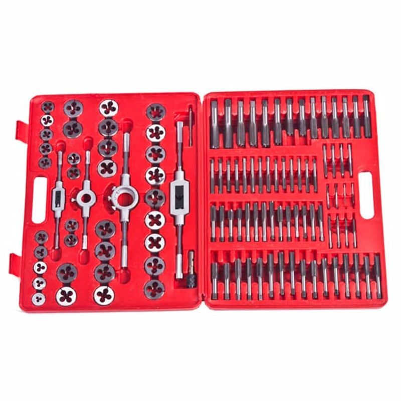 Casa si Gradina - Constructii - Scule electrice si accesorii - Seturi si accesorii pentru gaurit si insurubat - Set de instrumente filiera si tarod, 111 piese - Infinity.ro
