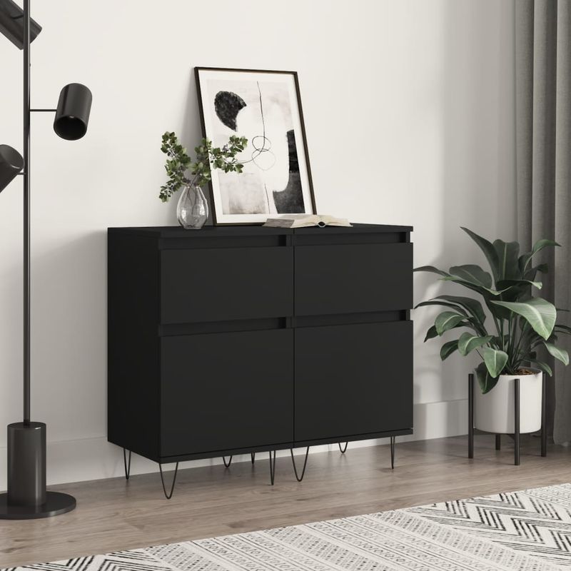 Casa si Gradina - Mobilier - Comode si corpuri - Comode - Servante, 2 buc., negru, 40x35x70 cm, lemn prelucrat - Infinity.ro
