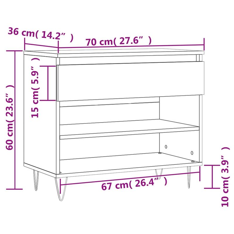 Casa si Gradina - Mobilier - Organizare si depozitare - Organizator incaltaminte - Pantofar, gri sonoma, 70x36x60 cm, lemn prelucrat - Infinity.ro