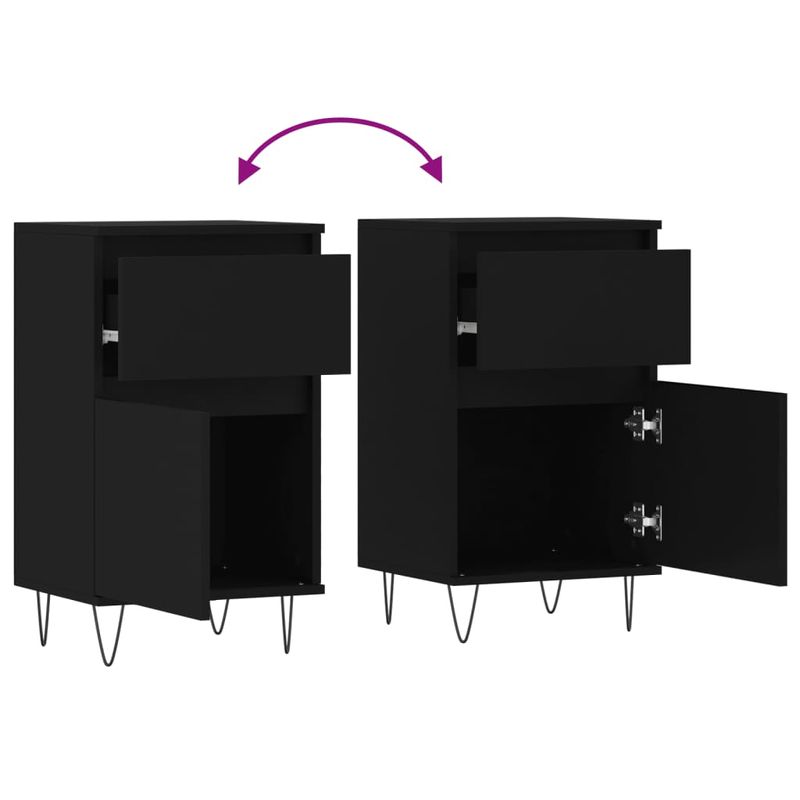 Casa si Gradina - Mobilier - Comode si corpuri - Comode - Servante, 2 buc., negru, 40x35x70 cm, lemn prelucrat - Infinity.ro