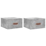 Casa si Gradina - Mobilier - Comode si corpuri - Noptiere - Noptiere montate pe perete 2 buc. gri beton 35x35x20 cm - Infinity.ro