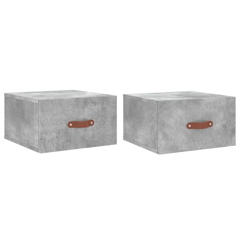 Casa si Gradina - Mobilier - Comode si corpuri - Noptiere - Noptiere montate pe perete 2 buc. gri beton 35x35x20 cm - Infinity.ro
