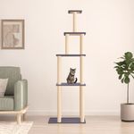 Petshop - Accesorii petshop - Jucarii animale - Ansambluri de joaca - Ansamblu pisici cu stalpi din funie sisal, gri inchis, 183 cm - Infinity.ro