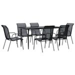 Casa si Gradina - Gradina si terasa - Mobilier exterior - Seturi mobila gradina - Set mobilier de gradina, 7 piese, negru, otel si textilena - Infinity.ro