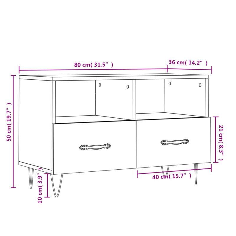 Casa si Gradina - Mobilier - Comode si corpuri - Comode - Comoda TV, negru, 80x36x50 cm, lemn prelucrat - Infinity.ro