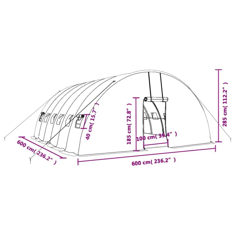 Casa si Gradina - Gradinarit si plante - Sere si solarii - Sera cu cadru din otel, alb, 36 m², 6x6x2,85 m - Infinity.ro