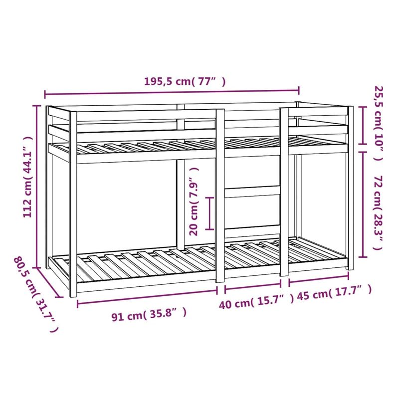 Casa si Gradina - Mobilier - Paturi si accesorii - Paturi - Pat supraetajat, alb, 75x190 cm, lemn masiv de pin - Infinity.ro