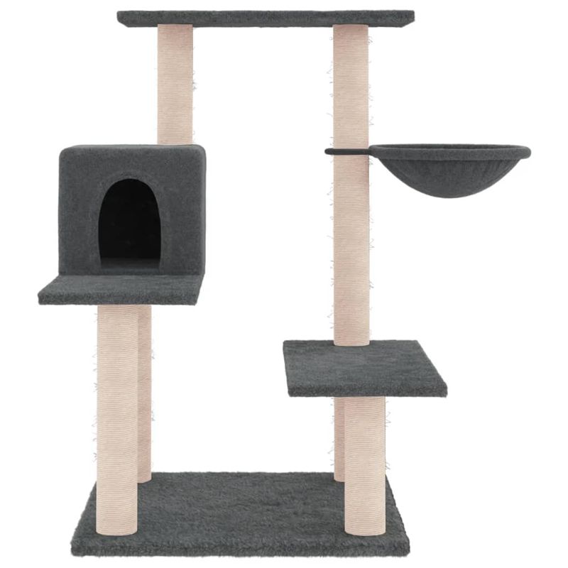 Petshop - Accesorii petshop - Jucarii animale - Ansambluri de joaca - Ansamblu pisici cu stalpi din funie sisal, gri inchis, 82,5 cm - Infinity.ro