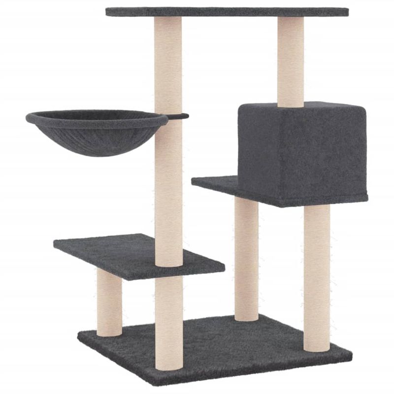 Petshop - Accesorii petshop - Jucarii animale - Ansambluri de joaca - Ansamblu pisici cu stalpi din funie sisal, gri inchis, 82,5 cm - Infinity.ro