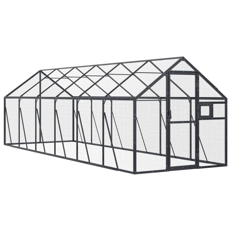 Petshop - Accesorii petshop - Culcusuri si custi - Tarcuri si colivii - Voliera de pasari, antracit, 1,79x6x1,85 m, aluminiu - Infinity.ro