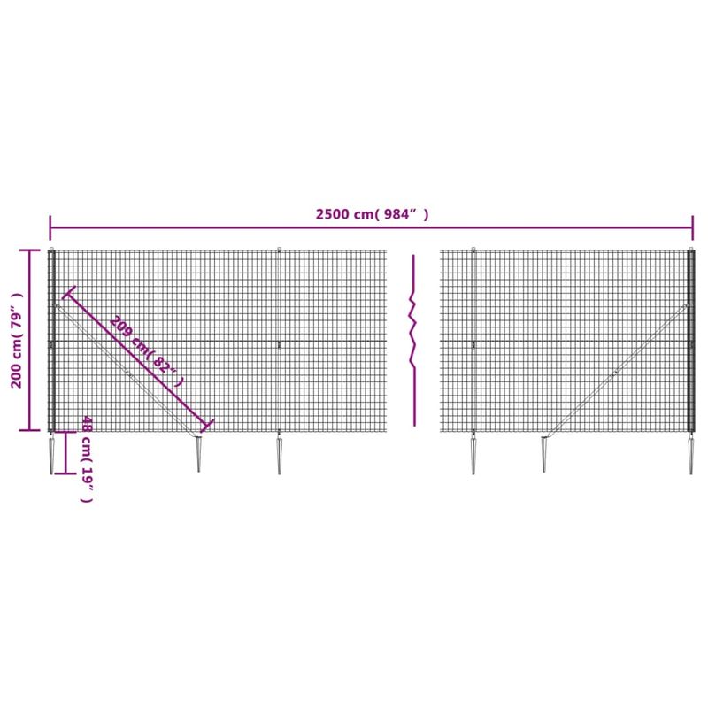 Casa si Gradina - Gradina si terasa - Garduri, panouri si accesorii - Gard plasa de sarma cu tarusi de fixare, verde, 2x25 m - Infinity.ro
