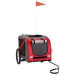 Petshop - Accesorii petshop - Culcusuri si custi - Genti si articole transport - Remorca bicicleta animale companie, rosu/gri textil oxford/fier - Infinity.ro