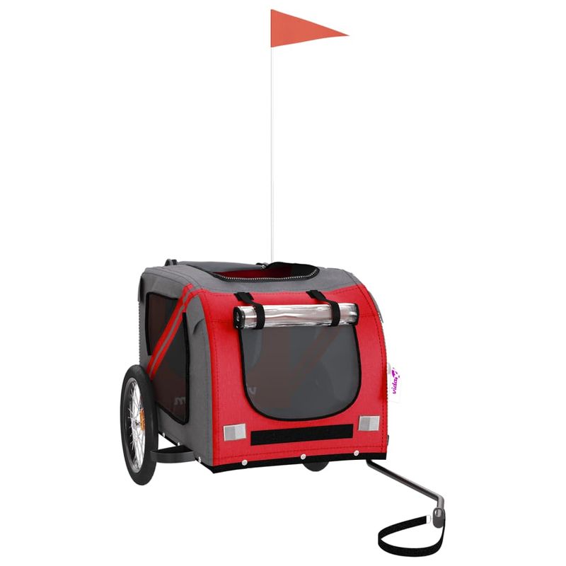 Petshop - Accesorii petshop - Culcusuri si custi - Genti si articole transport - Remorca bicicleta animale companie, rosu/gri textil oxford/fier - Infinity.ro