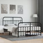 Casa si Gradina - Mobilier - Paturi si accesorii - Paturi - Cadru pat metalic cu tablie de cap/picioare, negru, 135x190 cm - Infinity.ro
