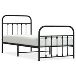 Casa si Gradina - Mobilier - Paturi si accesorii - Paturi - Cadru pat metalic cu tablii de cap/picioare, negru, 90x190 cm - Infinity.ro